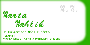 marta nahlik business card