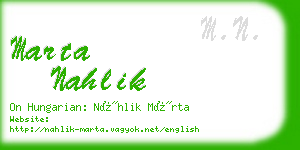 marta nahlik business card